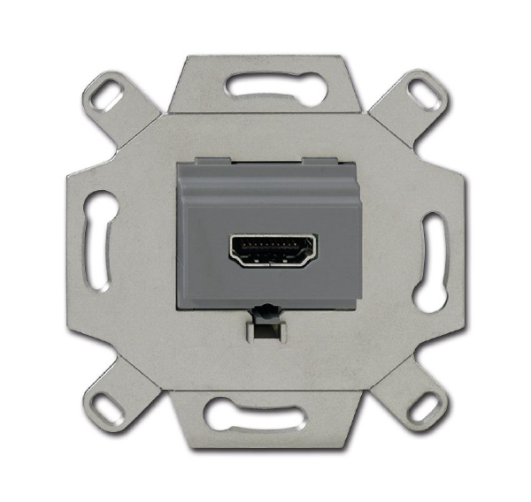 ABB BJE Мех Механизм HDMI-розетки/разъёма, HDMI-type A, Full HD, 20 полюсов, цвет серый