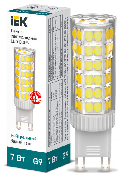 IEK Лампа LED CORN капсула 7Вт 230В 4000К керамика G9