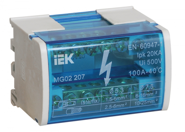 IEK Шины на DIN-рейку в корпусе (кросс-модуль) L+PEN 2х7
