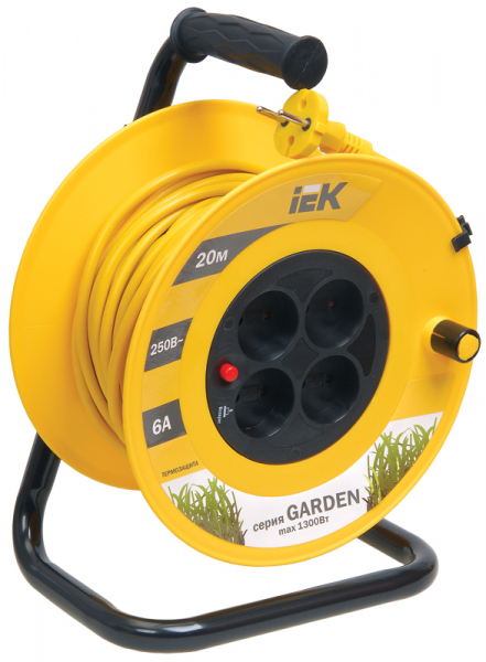 IEK Катушка УК20 с т/з 4 места 2Р/20м 2х0,75 мм2 "Garden"