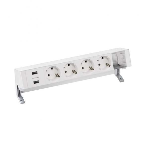 Simon 400 Настольный x6 розеточный блок, 4x2P+E, 2xUSB з/у, 1 пустой модуль, белый,