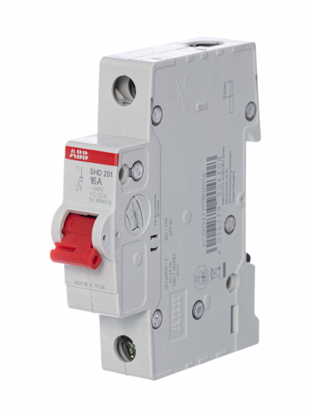 ABB SHD201 Рубильник 1P 16A рычаг крас.