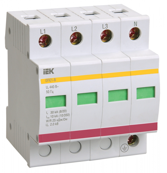 IEK KARAT Ограничитель имп. перенапр. ОПС1-B 4Р In=30kA Un=400B Im=60kA