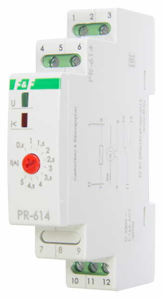 Приоритет реле тока PR-614, для раб с вынос ТТ в комплект, 1M, DIN, 230В AC, 16А , 1NO/NCIP20