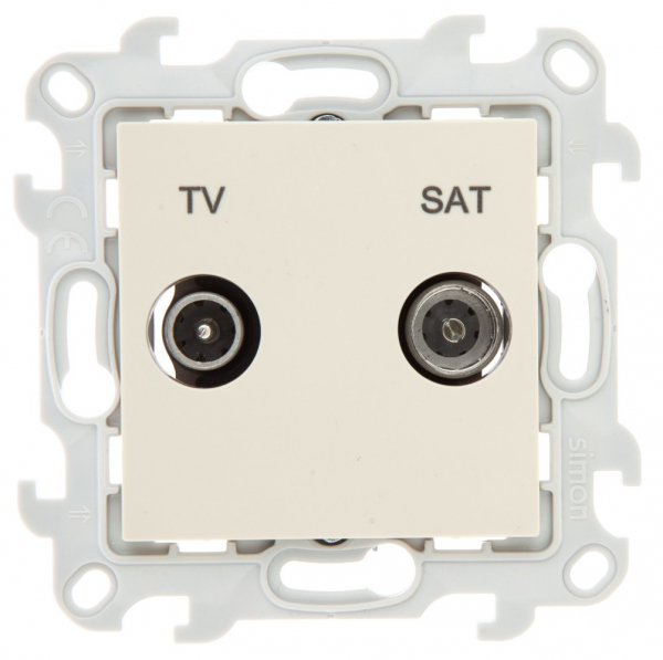 Simon 24 Слоновая кость Розетка TV-SAT проходная