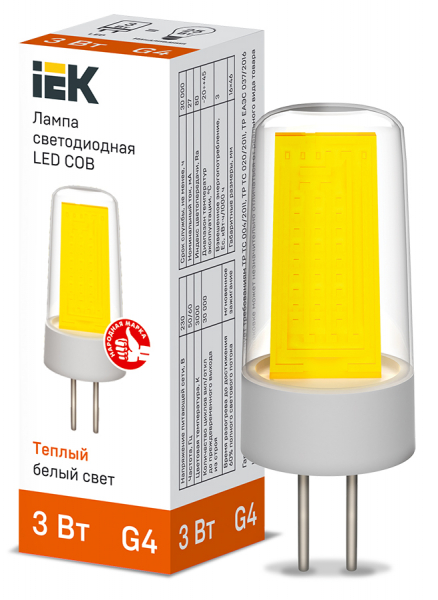 IEK Лампа LED COB капсула 3Вт 230В 3000К керамика G4