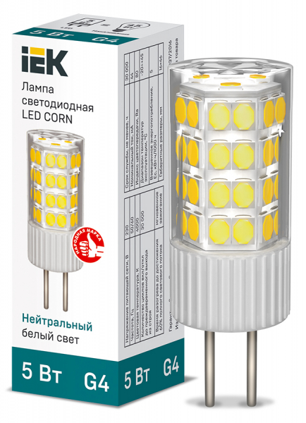 IEK Лампа LED CORN капсула 5Вт 230В 4000К керамика G4