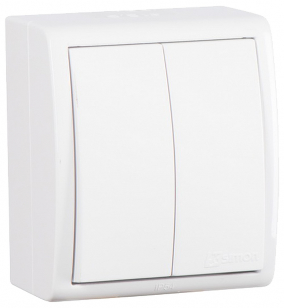 Simon 15 Aqua Белый Выключатель 2-клавишный наружный, IP54
