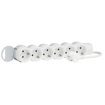 Legrand Стандарт Бело-серыйУдлинитель 6x2К+З, кабель 1,5м, возможно крепление к стене