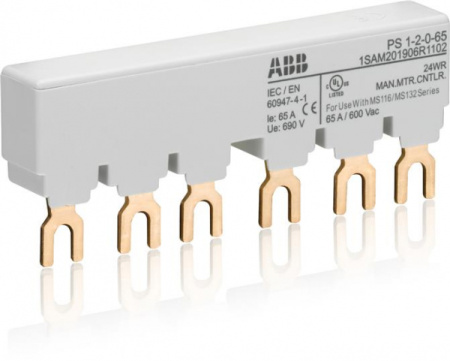 ABB Разводка шинная 3-фазн. PS1-2-0-65 до 65А для 2-х автоматов типа MS116, MS132, MS132-T, MO132 без доп. контактов