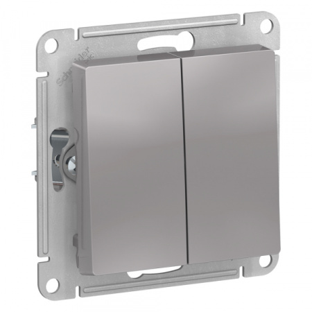 Systeme Electric AtlasDesign Алюминий Выключатель 2-клавишный сх.5, 10АХ, механизм