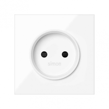 Simon 100 Белый глянец Накладка розетки без заземления