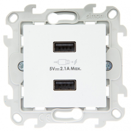 Simon 24 Белый Зарядное устройство 2хUSB 2,4A