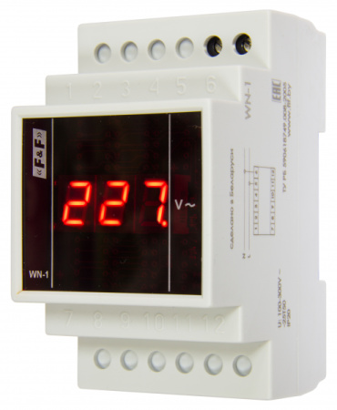 Указат напр-я WN-1, 1-Ф, цифр индик, 2M, DIN, 20-300В AC, IP20
