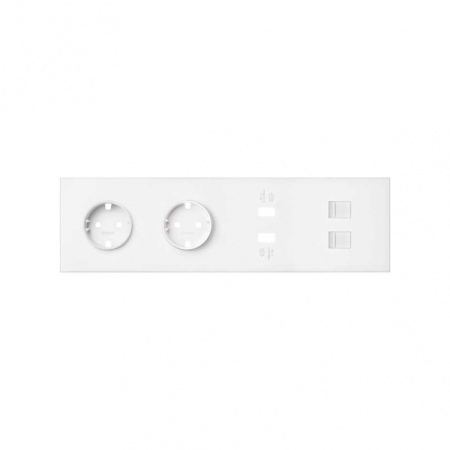 Simon 100 Белый матовый Кит 4 поста, фронт. Накладка на 2 розетки Schuko + 2 з/у USB SC + 2 розетки RJ45