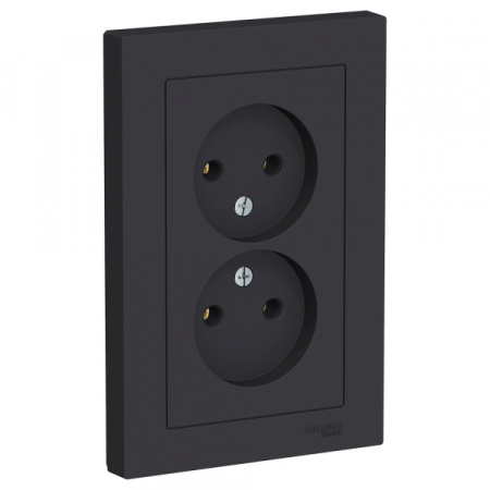 Systeme Electric AtlasDesign Карбон Розетка б/з двойная, 16А, в сборе