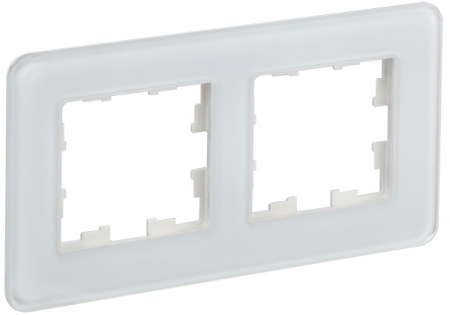 IEK BRITE DECOR Белый матовый стекло скругл.угол Рамка 2-м РУ-2-2-Бр RE