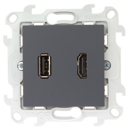 Simon 24 Графит Коннектор HDMI+USB 2.0