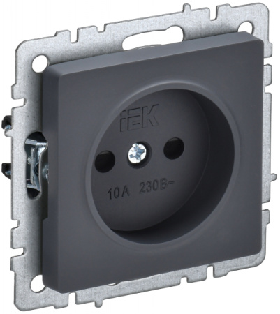 IEK BRITE BASE Графит Розетка без з/к с з/ш 10А РСш10-2-БрГ