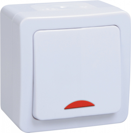 IEK GERMES PLUS ВС20-1-1-ГПБ Выключатель 1кл с инд о/у IP54 (цвет клавиш: белый)