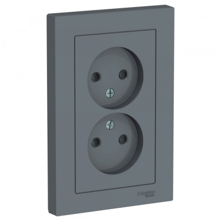 Systeme Electric AtlasDesign Грифель Розетка б/з двойная, со шторками,16А, в сборе