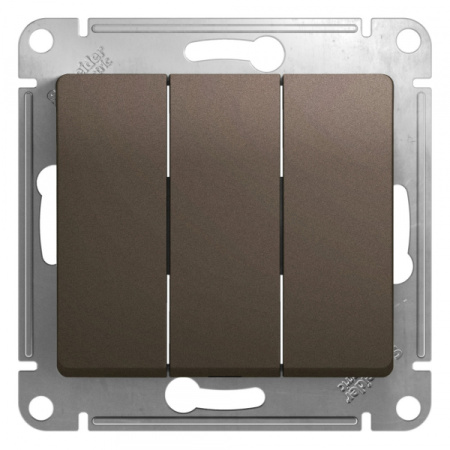 Systeme Electric Glossa Шоколад Выключатель 3-клавишный сх.3, 10AX