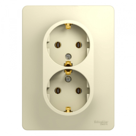 Systeme Electric Glossa Беж Розетка 2-я с/з (в сборе с рамкой)