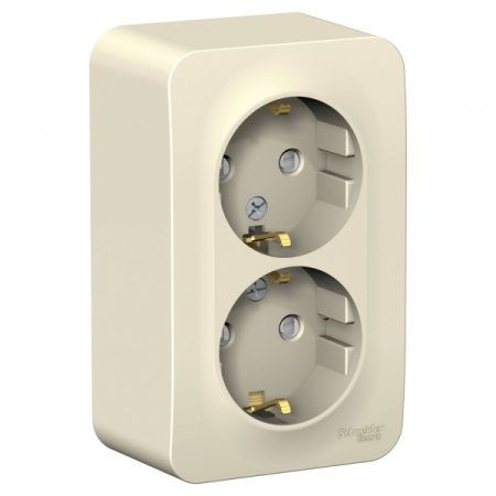 Systeme Electric Blanca наруж Молочная Розетка 2-ая с/з со шторками, 16А, 250В