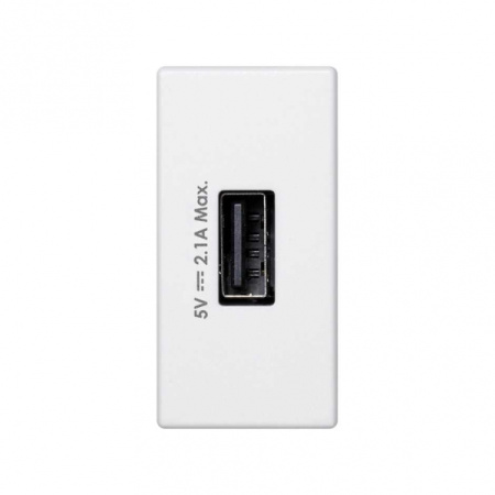 Simon Белый Зарядное устройство USB, К45, узкий модуль, 5 В, 2,1 А