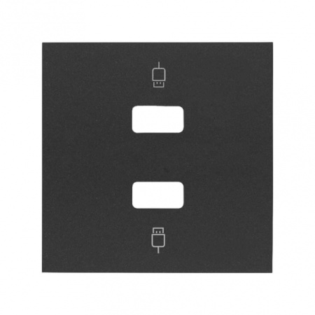 Simon 100 Черный матовый Накладка розетки 2xUSB