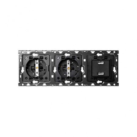 Simon 100 Кит 3 поста механизм 2 розетки Schuko + 1 з/у 2хUSB + суппорт