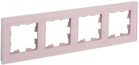 IEK BRITE DECOR Розовый матовый стекло Рамка 4-мест. РУ-4-2-Бр