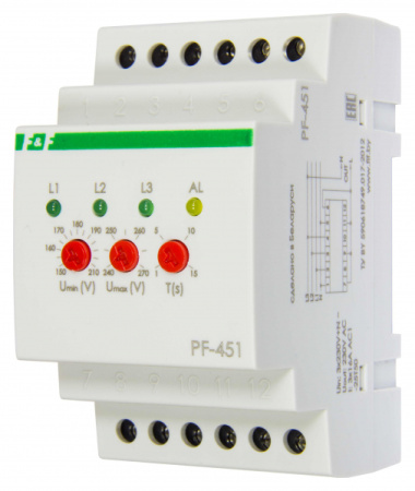 Переключ фаз PF-451, вход 3x400/230В + N, выход 230В, ток 16A, пороги регулир, перекл 0,3с