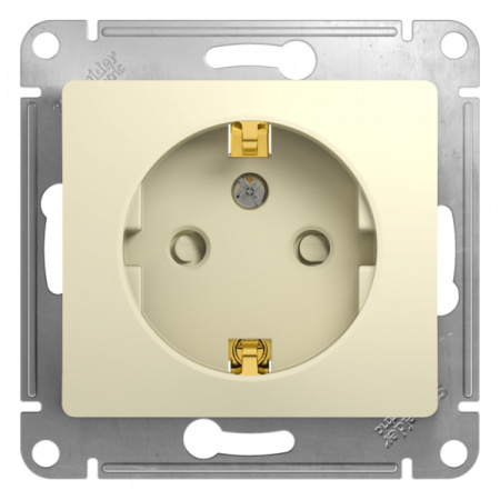 Systeme Electric Glossa Беж Розетка с/з со шторками