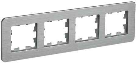 IEK BRITE DECOR /алюм метал. скругл.угол Рамка 4-м РУ-4-1-Бр RE AL