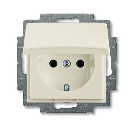 ABB BJB Basic 55 Шале (бел) Розетка с/з с крышкой