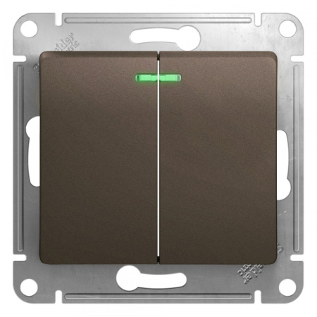 Systeme Electric Glossa Шоколад Выключатель 2-клавишный с подсветкой сх.5а, 10АХ