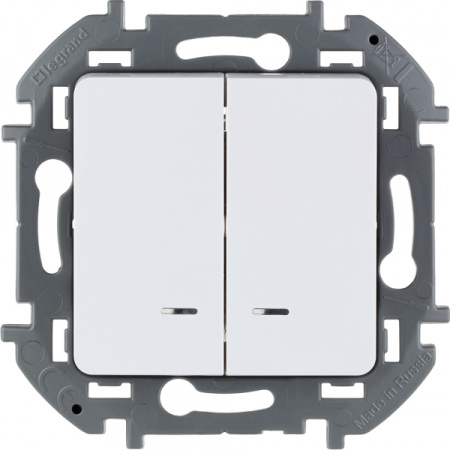 Legrand INSPIRIA Белый Выключатель двухклавишный с подсветкой/индикацией 10 AX - 250 В