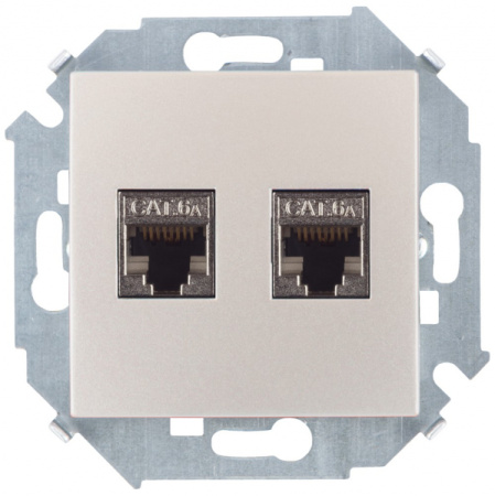 Simon 15 Шампань Розетка компьютерная двойная 2хRJ45 кат.6A (АМР, FTP)