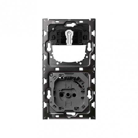 Simon 100 Кит 2 поста механизм 1 розетка Schuko с з/у USB SC 2.1А + 1 переключатель (проходной) + суппорт