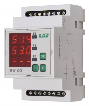 Реле времениRV-03 многофункц, 9 режим раб,3M, DIN, 100-264 AC/DC, 3х8А 3NO