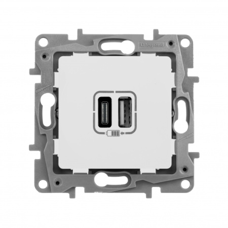 Legrand Etika, белый, зарядное устройство с USB разъемами A-C