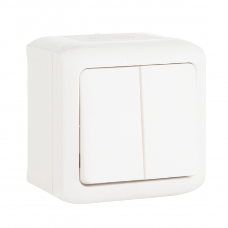 Legrand Quteo Белый Выключат 2-клавишный IP44 10А