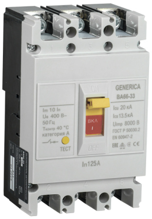 IEK GENERICA Выключатель автоматический ВА66-33 3Р 125А 20кА GENERICA