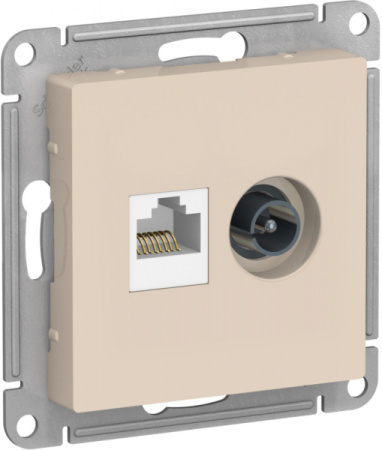 Systeme Electric AtlasDesign Беж Розетка двойная комп+ТВ, RJ45+TV, кат.5E, механизм