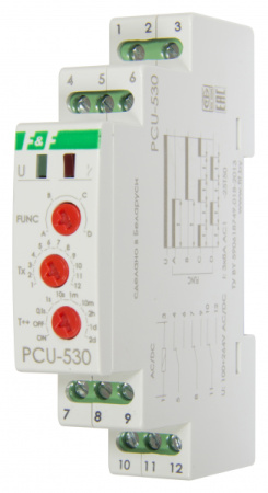 Реле врем PCU-530, многофункц, 1M, DIN, 100-264B AC/DC , 3х8А , 3NO/NC, IP20