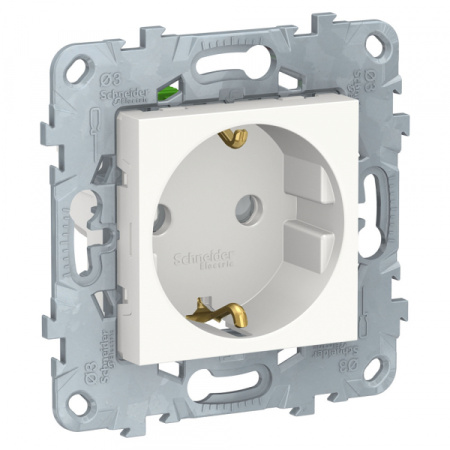 Schneider Electric Unica New Бел Розетка с/з со шторками, с быстрозажимными клеммами, 16А, 250В
