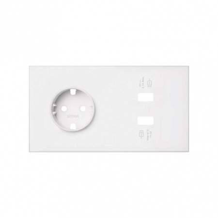 Simon 100 Белый матовый Кит 2 поста, фронт. Накладка на 1 розетку Schuko + 2 з/у USB SC