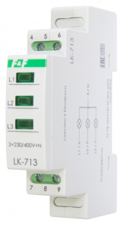 Контрольн лампа LK-713, 3?400/230 + N, зелёная