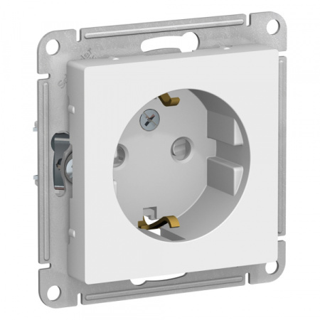 Systeme Electric AtlasDesign Бел Розетка с/з со шторками, 16А, механизм